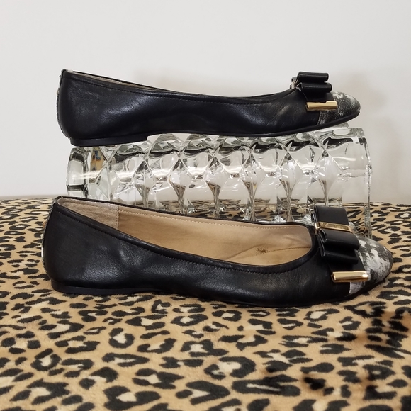 Jessica Simpson Flats Ballet Bow Gold Trim 7.5 - Picture 2 of 8